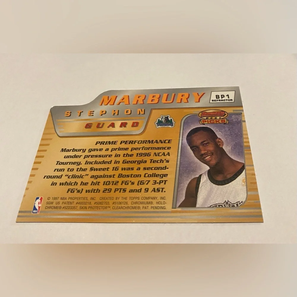 Bowmans Best Basketball Ball card stephon marbury
